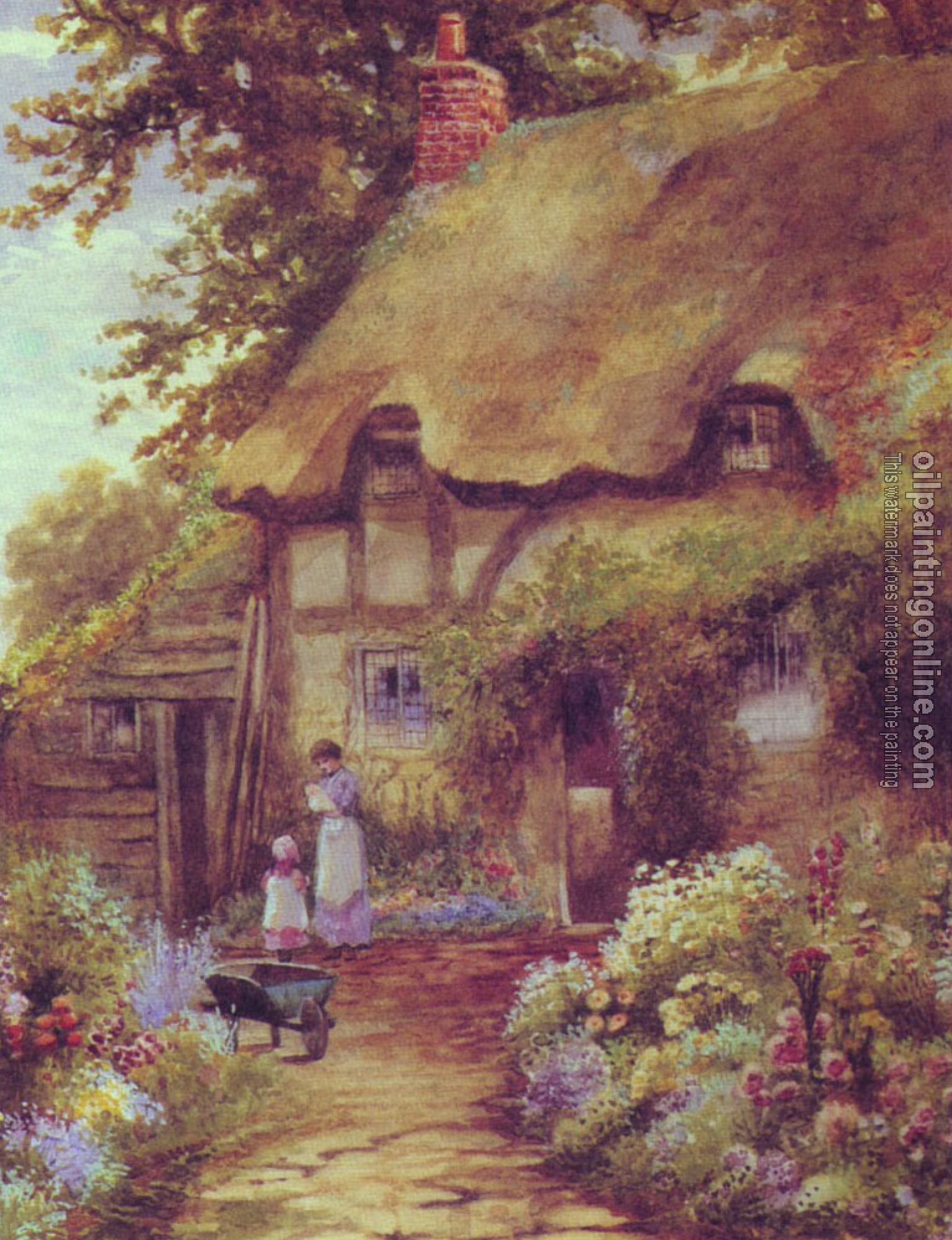 Oil Painting Reproduction - A cottage garden